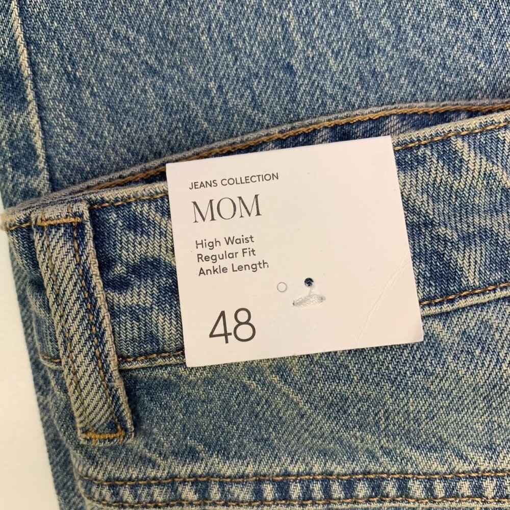 Mango Women's Mom High Waisted Tapered Cotton Stretch Denim Jeans Size 16 NWT - Picture 6 of 15